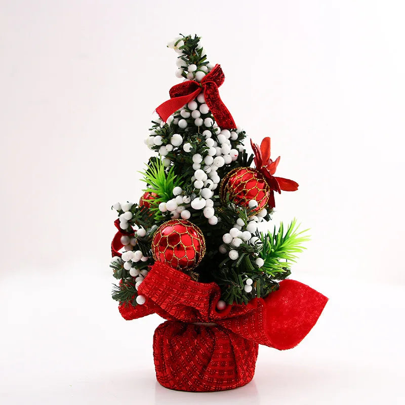 20cm Mini Christmas Tree Desktop Ornament – Festive Decor Mini Christmas Tree Babs Red 6PCS