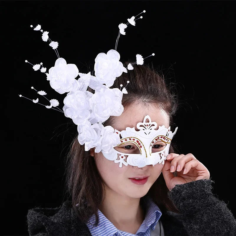 12pc White Venetian Lace Eye Masks – Masquerade Party Set Masquerade Eye Masks Babs