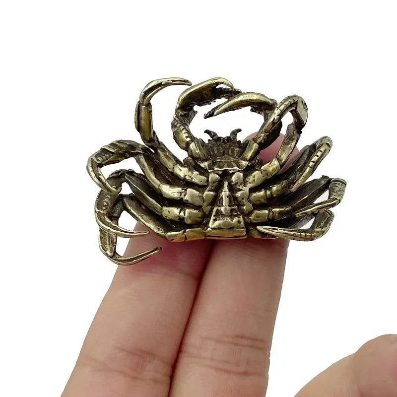 Antique Bronze Brass Crab Miniature Figurine Car Ornament Miniature Figurine Babs