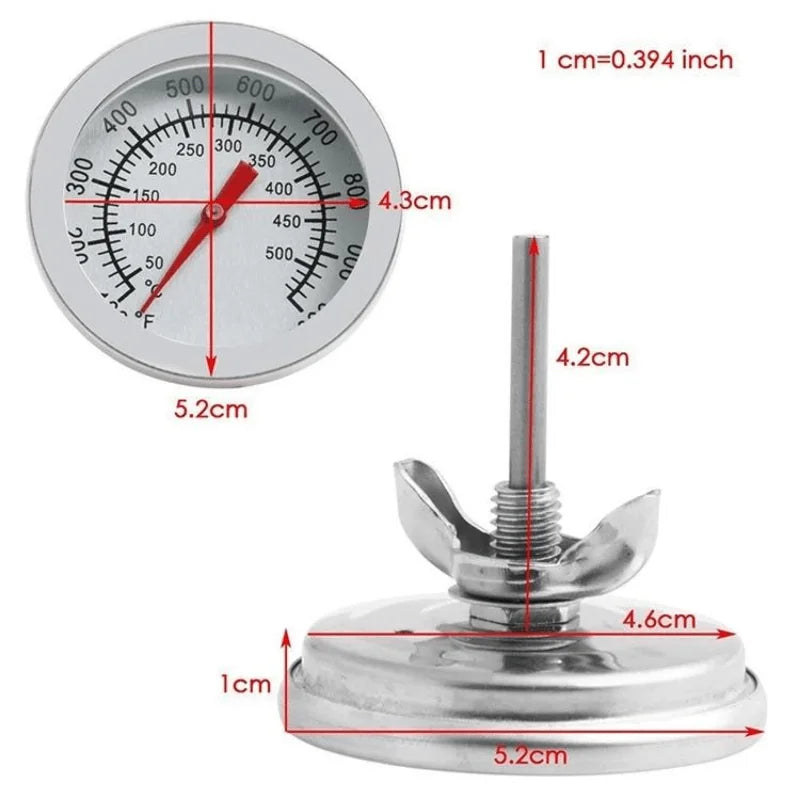 BBQ Smoker Grill Thermometer Gauge 50–500°C Steel BBQ Thermometer Gauge Babs
