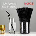 Bendable Multicolor Fluorescent Plastic Drinking Straws Disposable Drinking Straws Babs Black 100Pcs