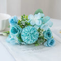 Silk Rose & Chrysanthemum Artificial Bouquet – Wedding Décor Artificial Flower Bouquet Babs Blue 1 PC