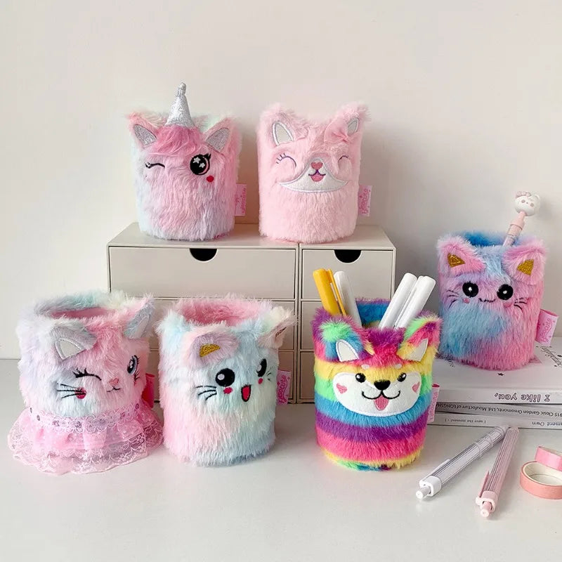Cute Cartoon Plush Pen Holder – Desktop Stationery Organizer Plush Pen Holder Babs