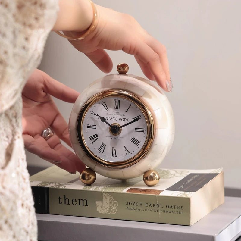 Handmade Cow Bone Retro Desk Clock – Nordic Home Décor Decorative Desk Clock Babs