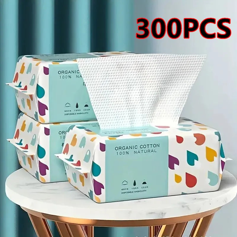 100/300PCS Disposable 100% Cotton Face Towels & Makeup Wipes Disposable Face Towels Babs