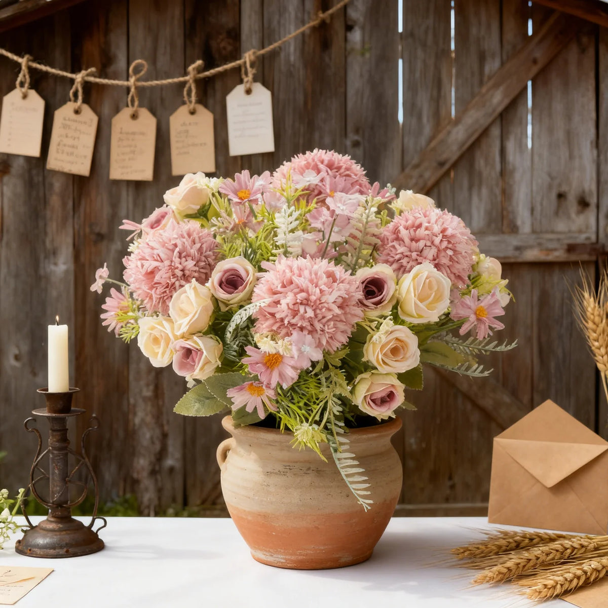 Artificial Silk Roses & Hydrangeas Bouquet – Wedding & Home Décor Artificial Flower Bouquet Babs