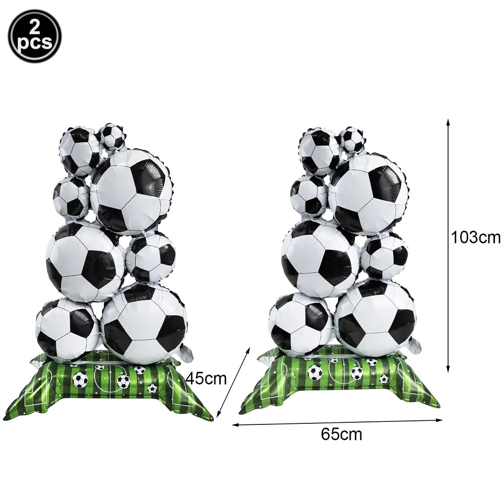 Giant 1M Self-Standing Sports Ball Foil Balloons | 1-2 Pack Party Foil Balloon Babs 2pc soccer As pictures show