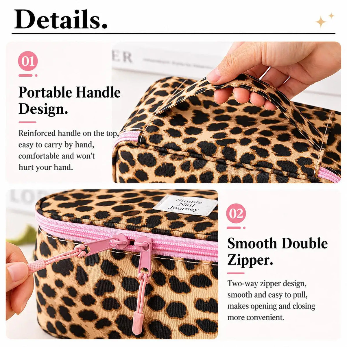 Leopard Print Quilted Cosmetic Bag – Large Travel Toiletry Pouch Travel Cosmetic Bag Babs
