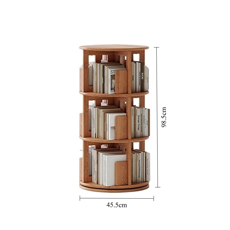 Rotating 6-Tier Wood Corner Bookshelf – Modern Bookcase Rotating Bookcase Babs Light color 3 layers