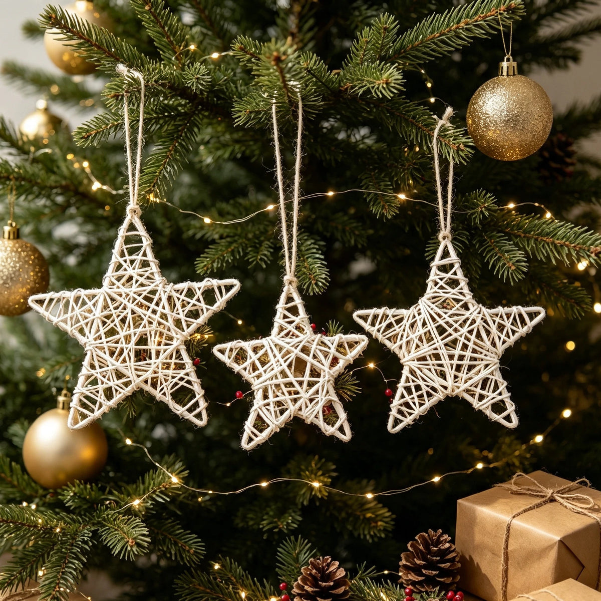 Rattan Star Frame Décor 2/4 Pcs – Christmas, Halloween & Party Holiday Star Decoration Babs