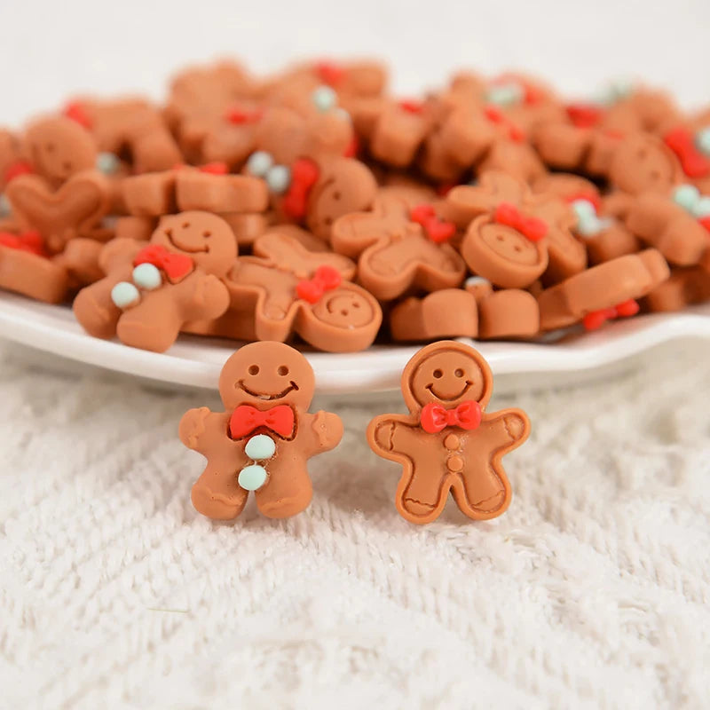 Christmas Gingerbread Man Resin Cabochons 10/20 Pcs – DIY Craft Resin Craft Cabochons Babs