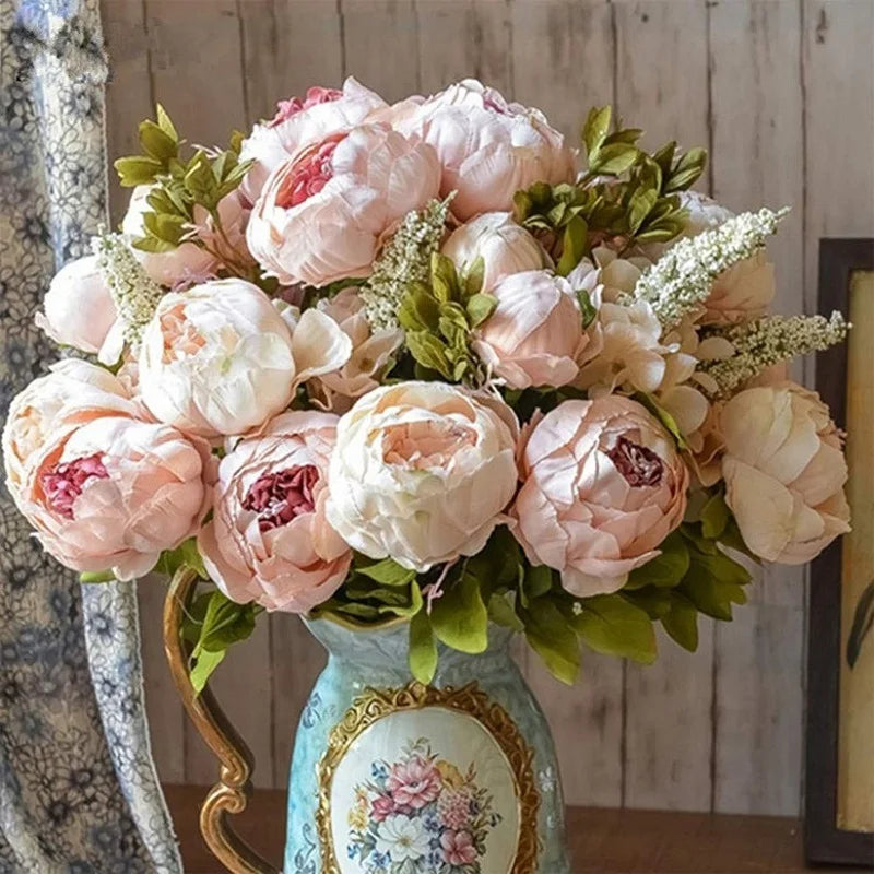 Silk Artificial Peony Bouquet 13 Heads – Wedding & Home Décor Artificial Flower Bouquet Babs