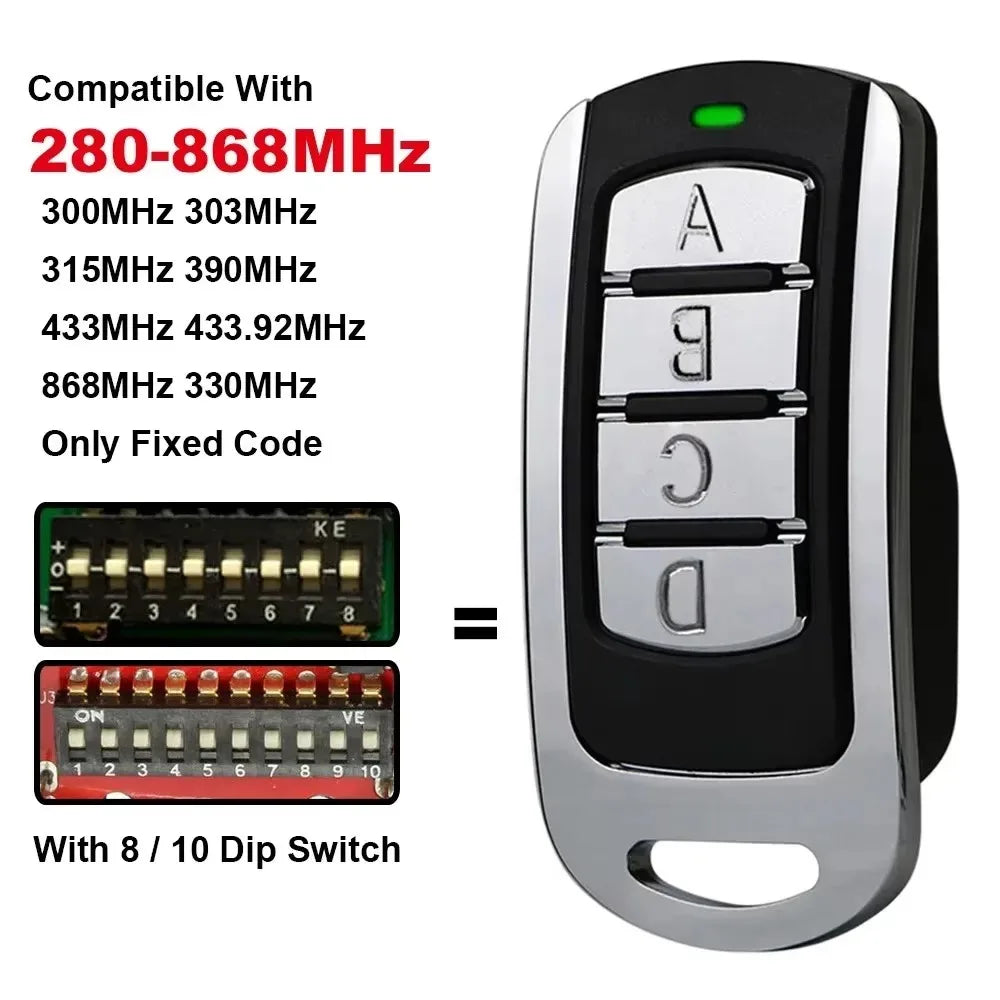 4-in-1 Universal Garage Remote 287–868MHz Rolling Code Key Fob Garage Remote Key Fob Babs