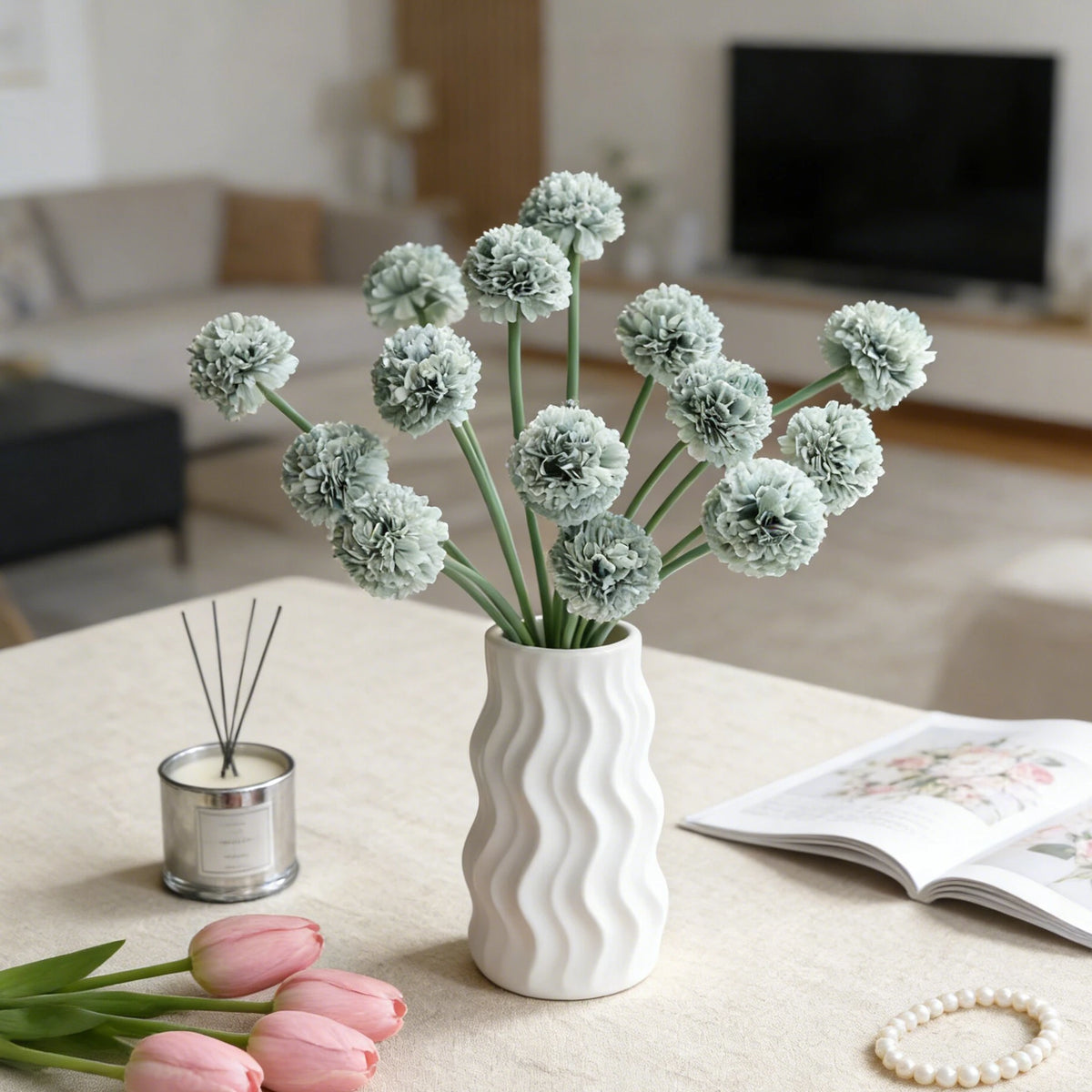 Artificial Silk Mini Ball Chrysanthemum Flowers for Weddings & Home Artificial Silk Flowers Babs