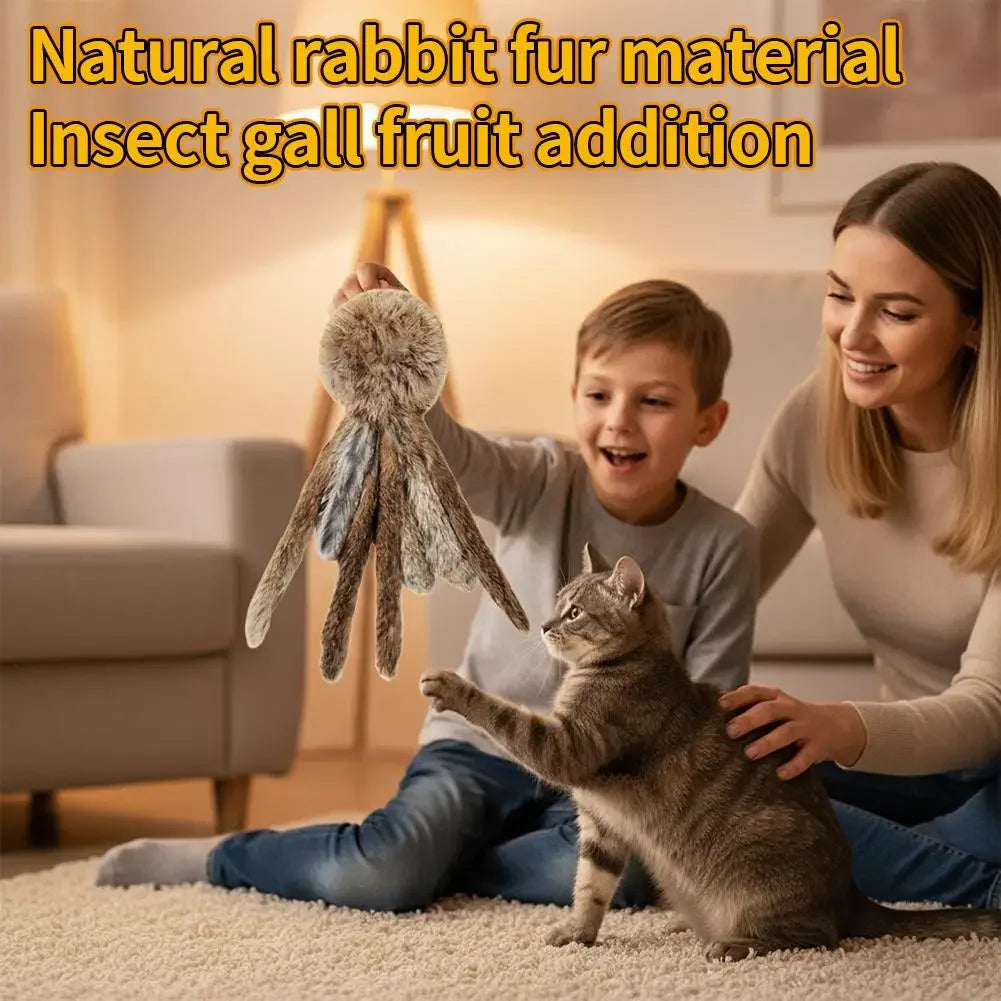 Faux Rabbit Fur Cat Toy – Interactive Hunting Plush Toy Interactive Cat Toy Babs