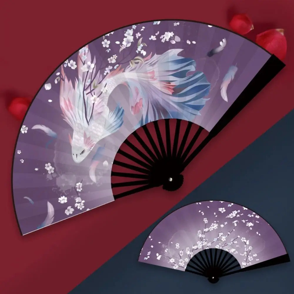 Oriental Mythology Taffeta Folding Fan – Vintage Chinese Style Decorative Folding Fan Babs flying fish