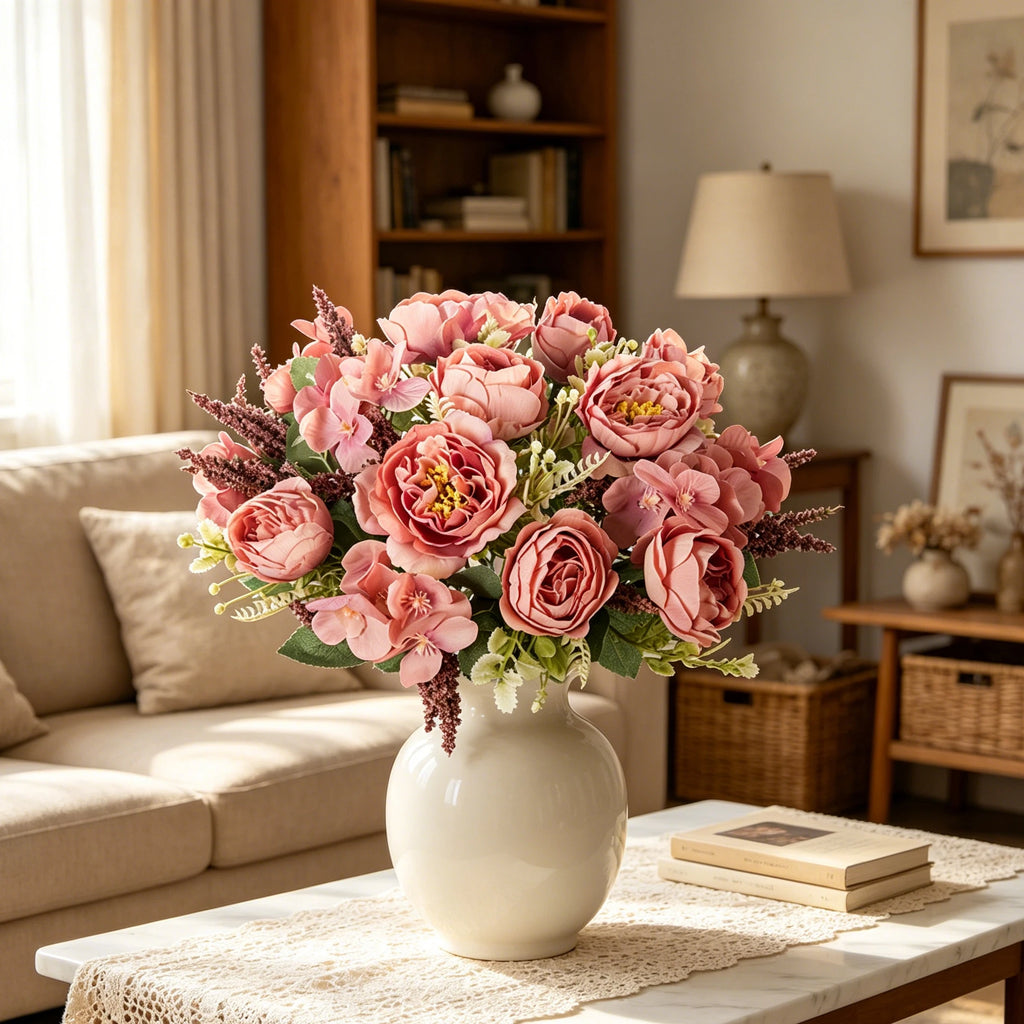 Silk Peony Hydrangea Artificial Flowers – Wedding & Home Decor Artificial Flowers Babs