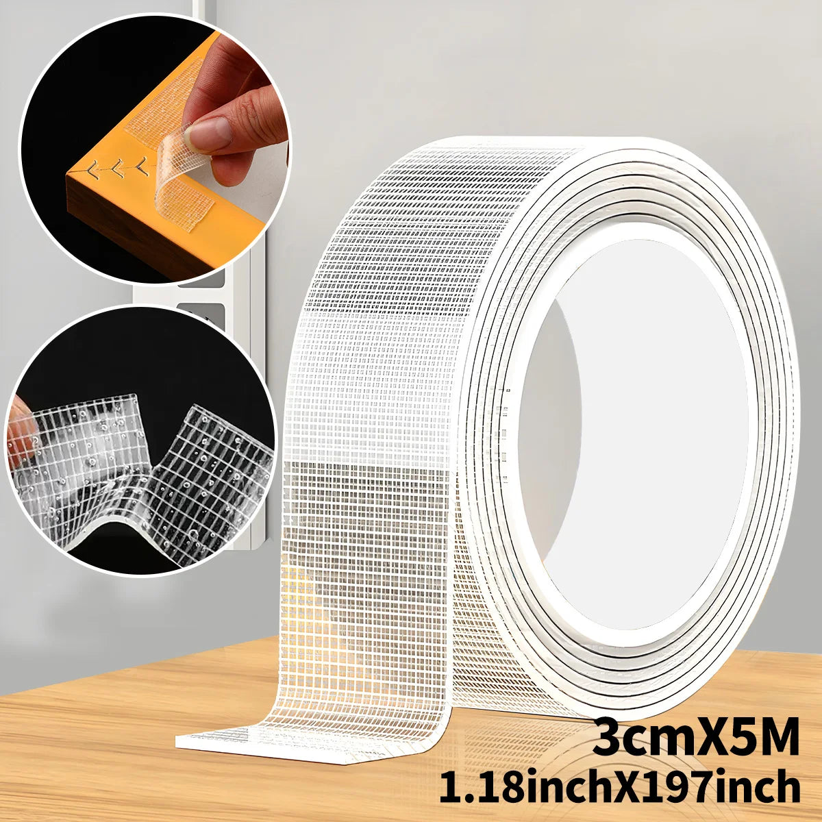 5m Nano Double-Sided Tape – Transparent, Waterproof & Reusable Double-Sided Tape Babs 3cmX5M