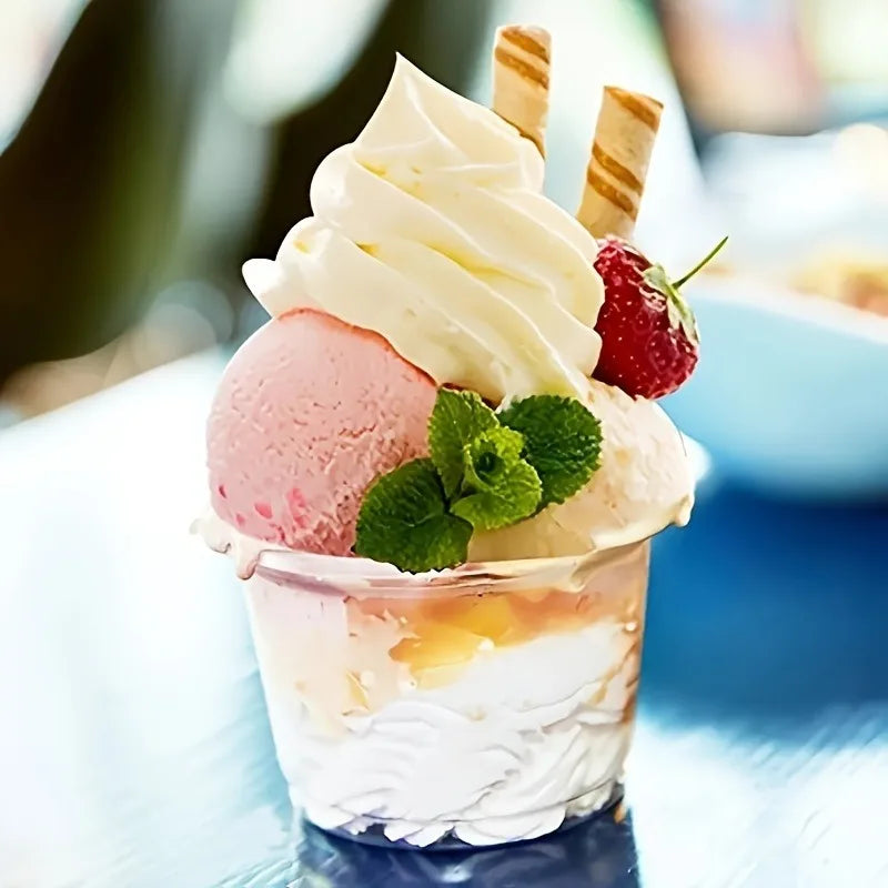 50pcs Clear Disposable Plastic Bowls for Desserts & Ice Cream Disposable Dessert Bowls Babs