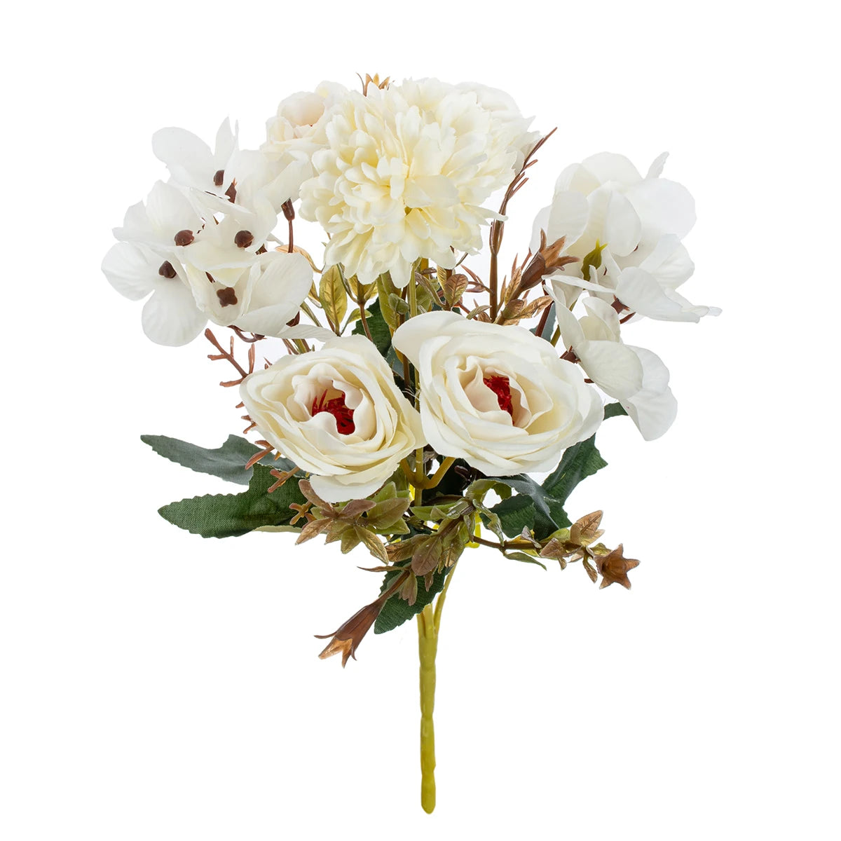 Silk Rose Artificial Bouquet – Wedding & Home Décor Artificial Flower Bouquet Babs WHITE 1 pc