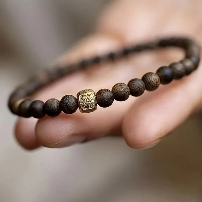 Vintage Bohemian Beaded Bracelet | Retro Wood Bead Wristband Beaded Bracelet Babs