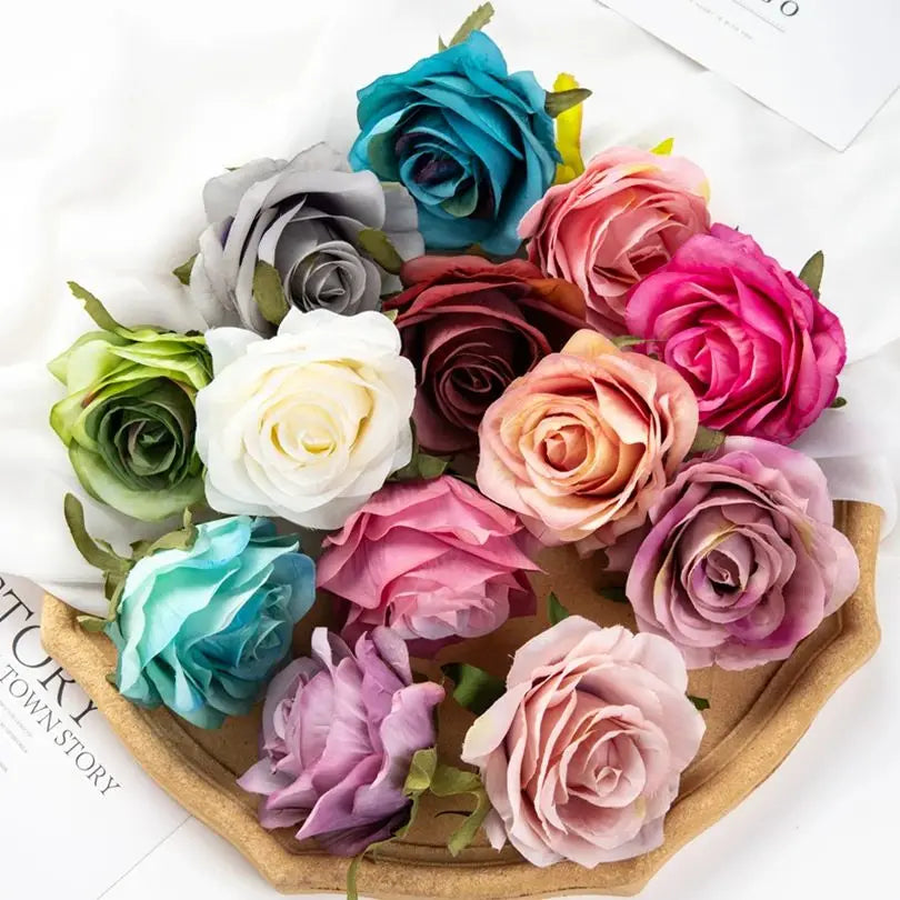50/100pcs Silk Artificial Rose Heads – Wedding & Home Décor Artificial Silk Flowers Babs