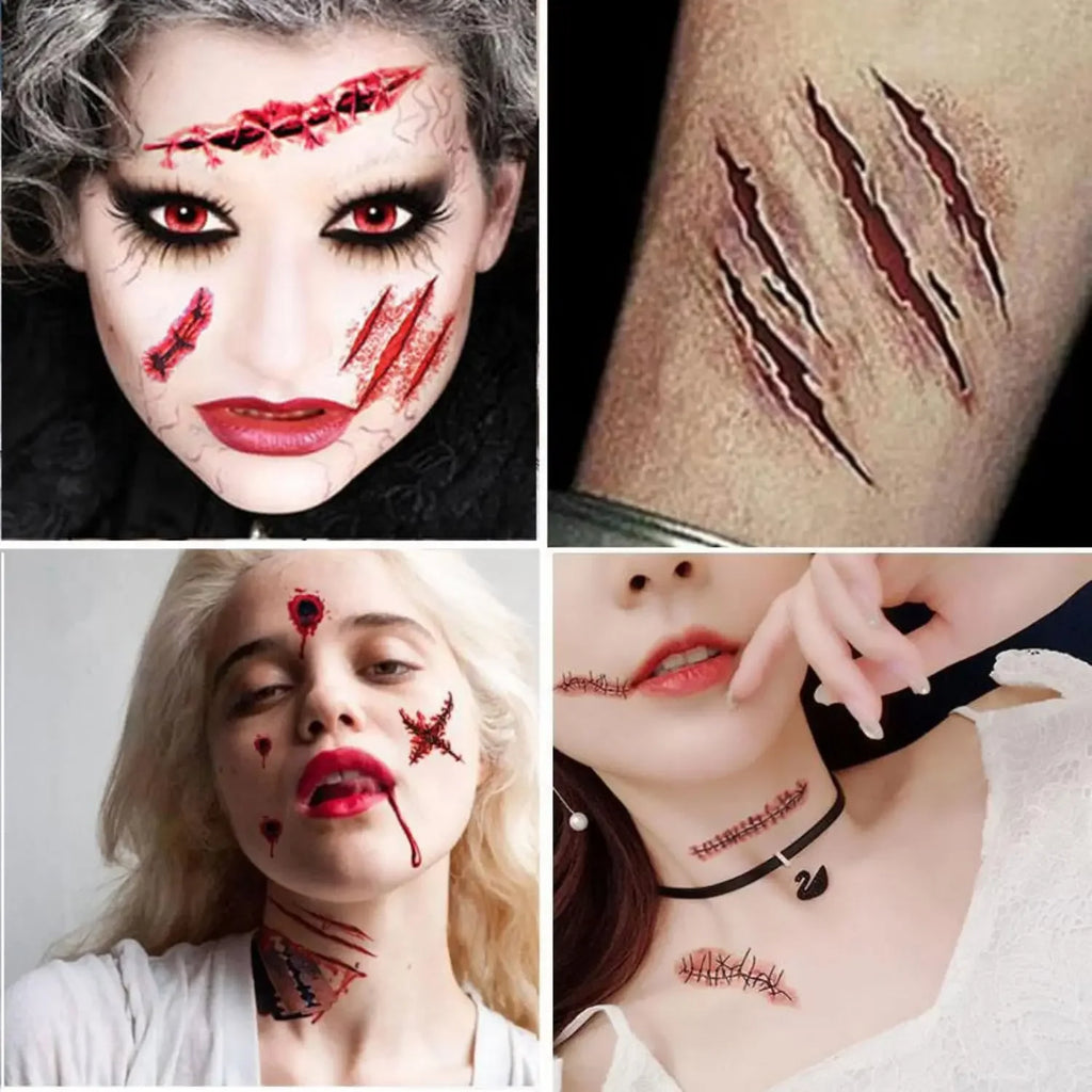 Halloween Wound Temporary Tattoos – Realistic Blood FX Costume Temporary Tattoo Babs