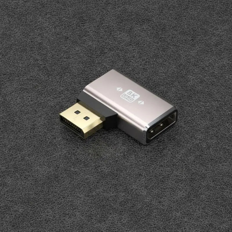 90° Right Angle DisplayPort 1.4 Adapter – 8K 60Hz M to F DisplayPort Adapter Babs