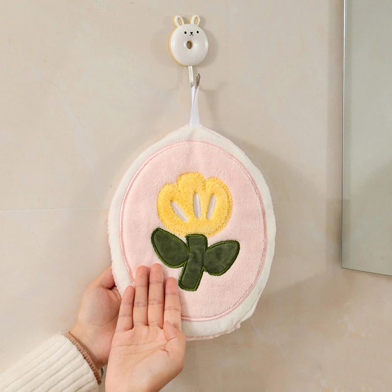 Kawaii Floral Hanging Hand Towel – Quick-Dry Kitchen & Bath Hand Towel Babs