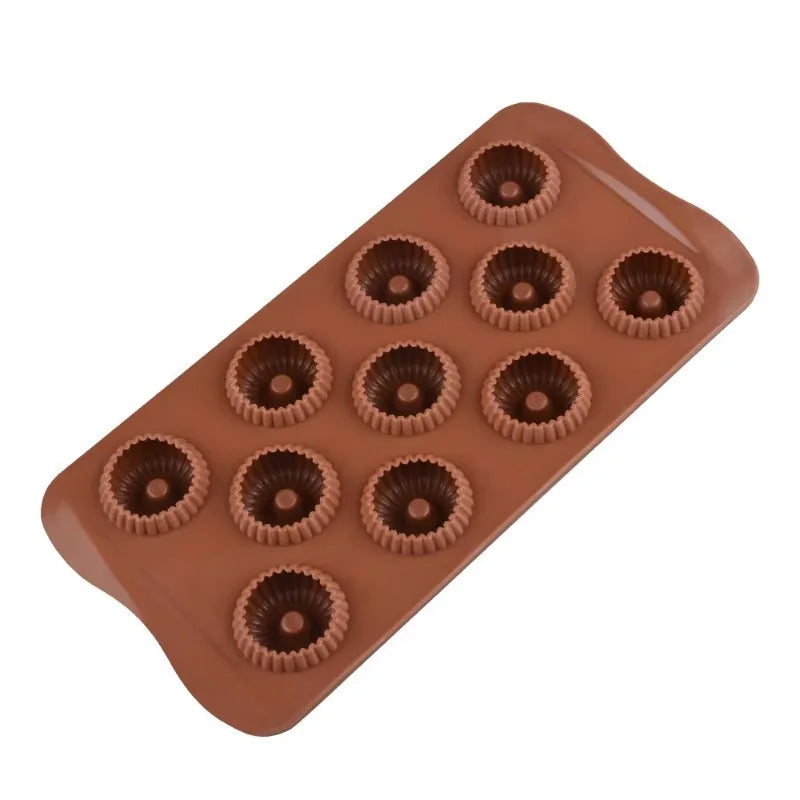 3D Spiral Silicone Donut Mold – 11-Cavity Chocolate & Mousse Mould Silicone Baking Mold Babs Brown