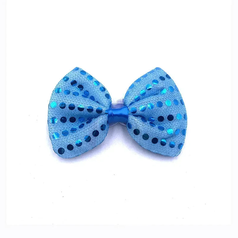Light Up Sequin Bow Hair Clip & LED Neck Bow – Party Accessory LED Hair Accessory Babs blue
