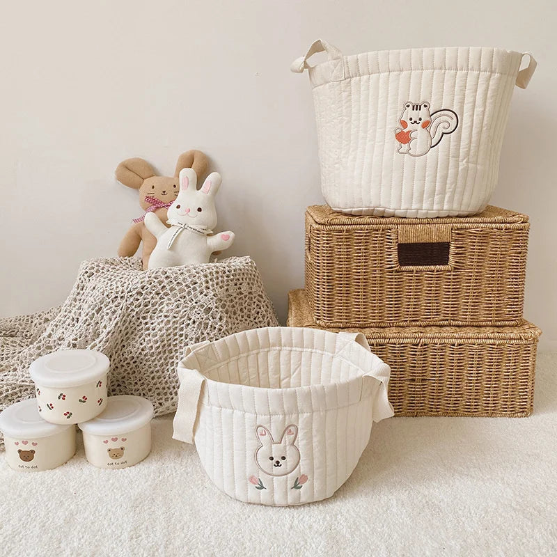 Cotton Baby Crib Organizer & Diaper Storage Basket | Babs Baby Crib Organizer Babs