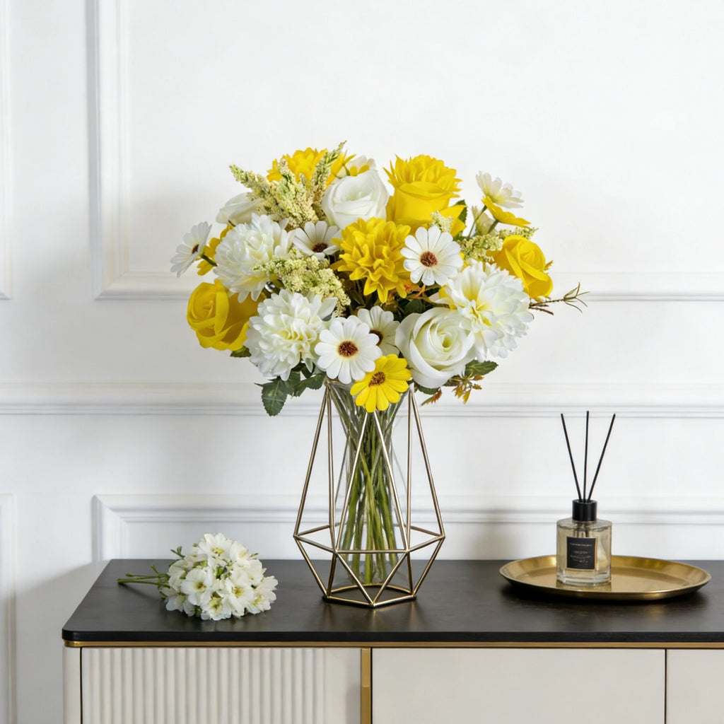 Silk Roses & Chrysanthemum Artificial Bouquet | Home & Wedding Artificial Flower Bouquet Babs