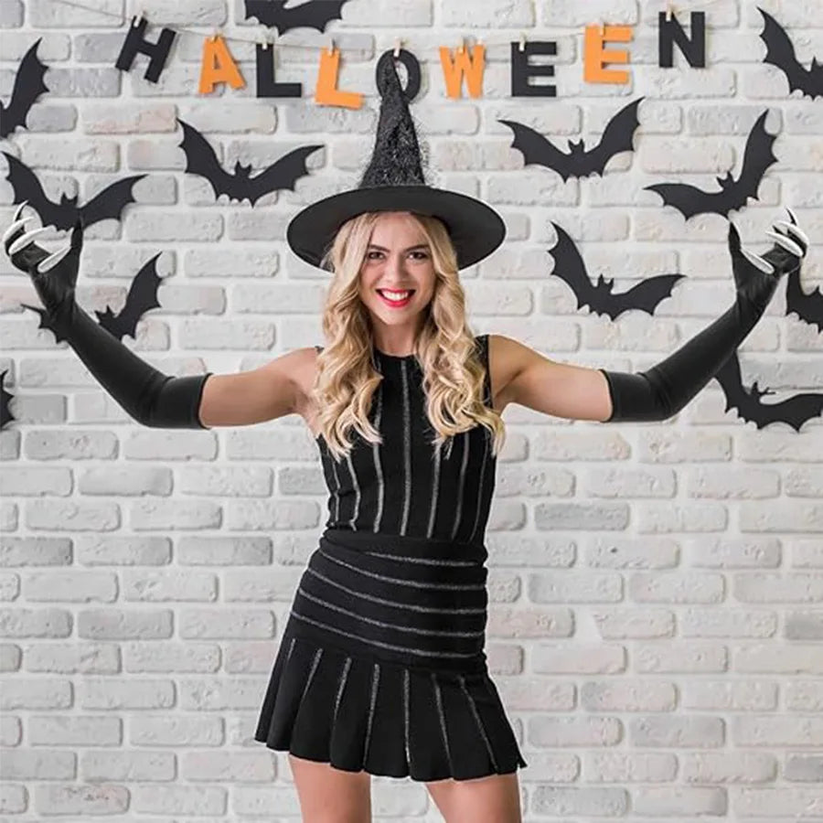 Scary Witch Claw Halloween Gloves – Long Nail Costume Mittens Halloween Costume Gloves Babs
