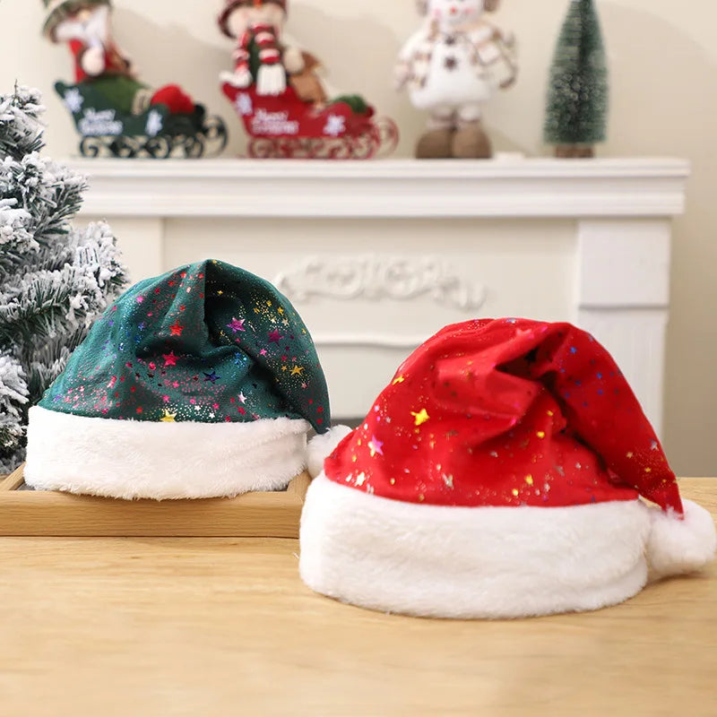 Adult Christmas Hat – Soft Festive Party Hat with Gold Stars Christmas Party Hat Babs