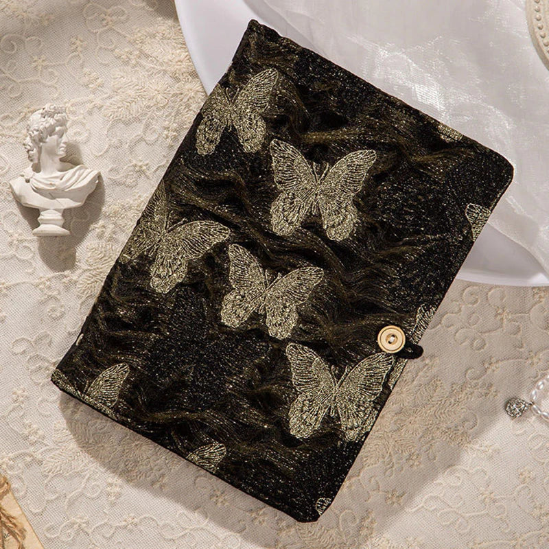 Butterfly Embroidered A5/A6 6-Ring Loose-Leaf Journal Notebook Loose-Leaf Journal Babs A5 Black