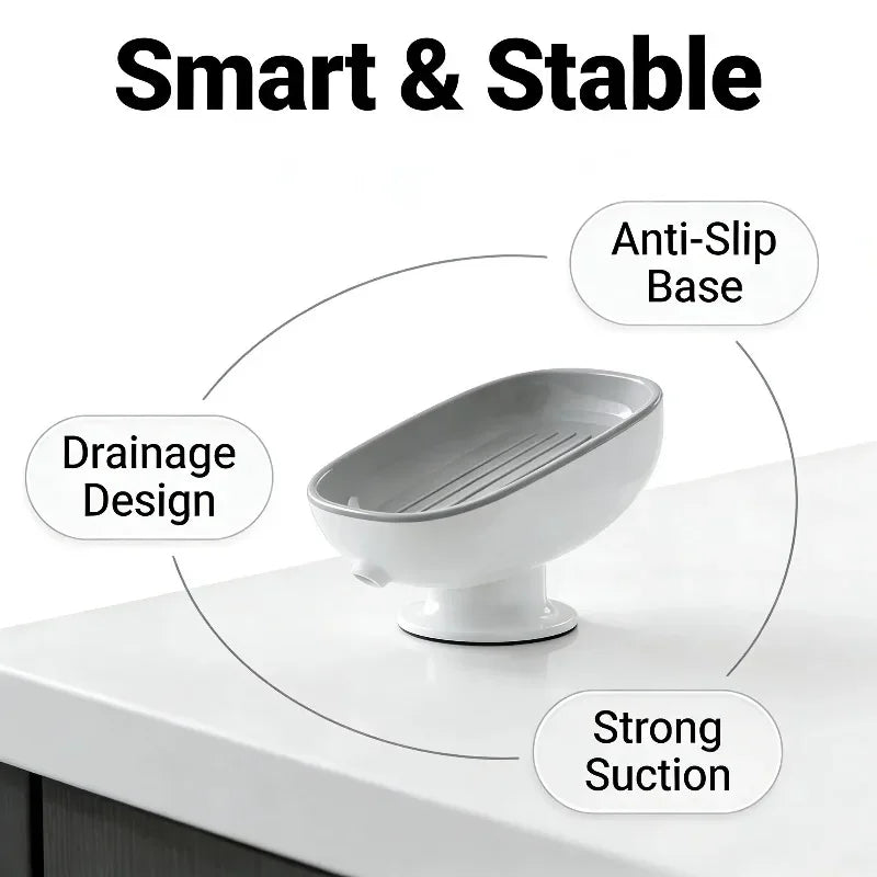 Suction Cup Soap Dish – Self-Draining Non-Slip Soap Holder Soap Dish Babs