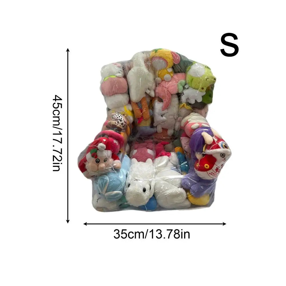 Kids Stuffed Animal Storage Bean Bag Chair – Clear PVC Zipper Toy Storage Bag Babs Transparent S