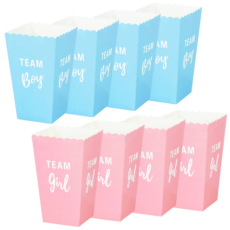 Gender Reveal Popcorn Boxes – Team Boy & Team Girl Party Set Party Favor Boxes Babs