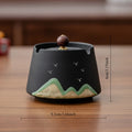 Ceramic Ashtray with Lid – Chinese Style Stoneware Home & Office Decorative Ashtray Babs 1pc B