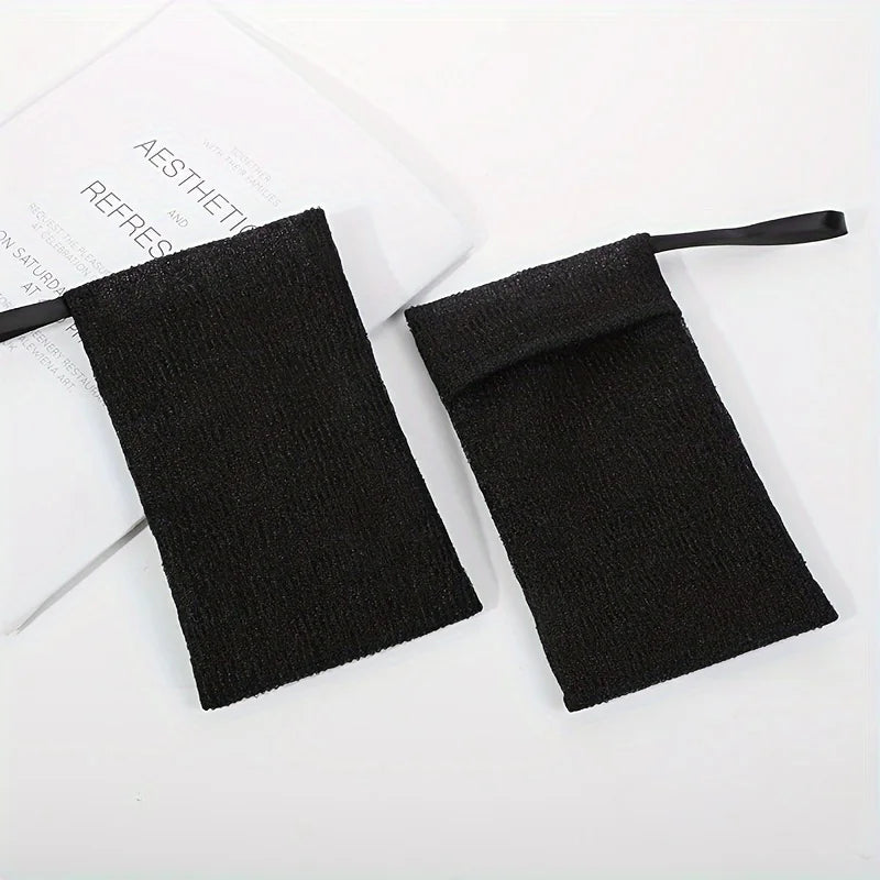 2-Pack Soap Exfoliating Bags – Gentle & Rough Mesh Holders Soap Exfoliating Bag Babs black nylon
