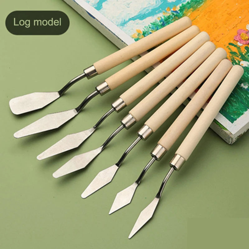 7-Piece Stainless Steel Palette Knife Set for Oil Painting Palette Knife Set Babs One size A2
