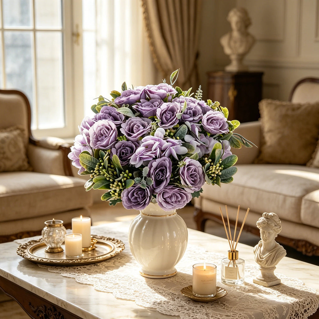 Silk Artificial Roses & Hydrangea Bouquet – Wedding & Home Décor Artificial Flower Bouquet Babs