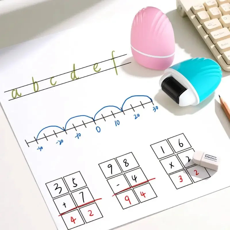 Math Correction Roller Stamp – Double Line Grid Seal for Teachers Roller Stamp Tool Babs