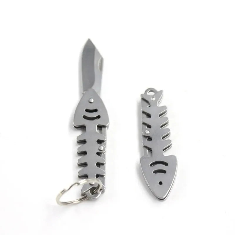Fish Bone Mini Pocket Knife – Stainless Steel Camping Keychain Mini Pocket Knife Babs