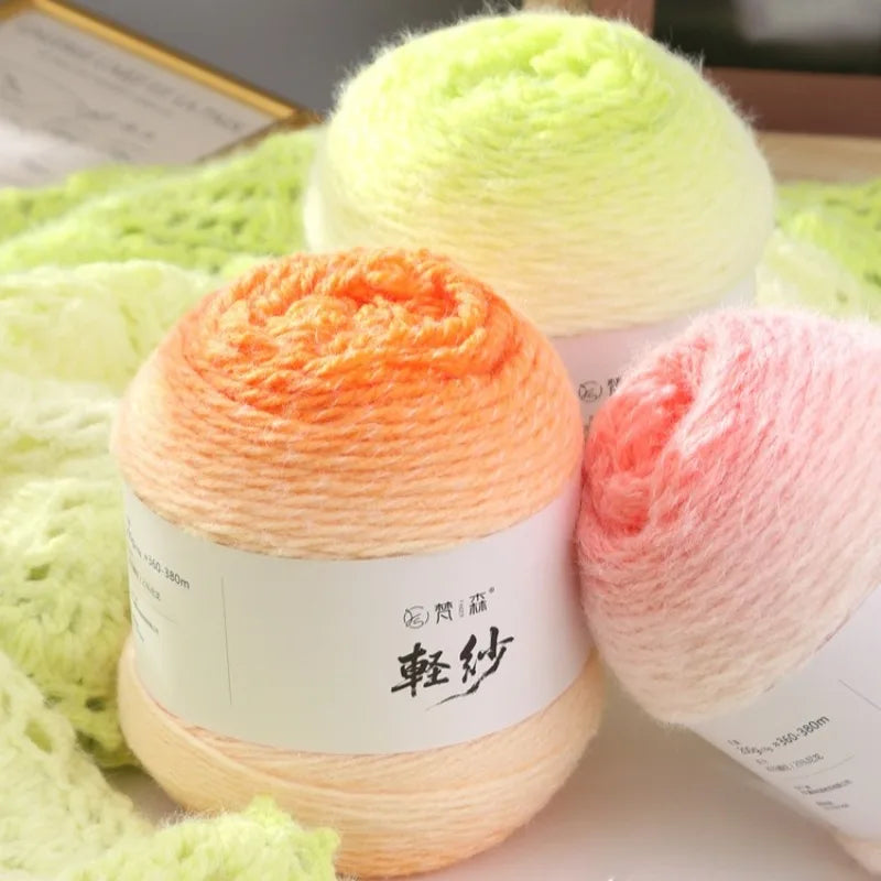 Gradient Long Plush Yarn 375m – Soft 3mm Knitting & Crochet Thread Knitting Yarn Babs