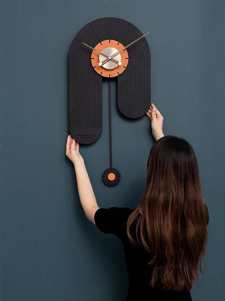 Large Pendulum Wood Wall Clock – Silent Quartz, Modern Décor Pendulum Wall Clock Babs