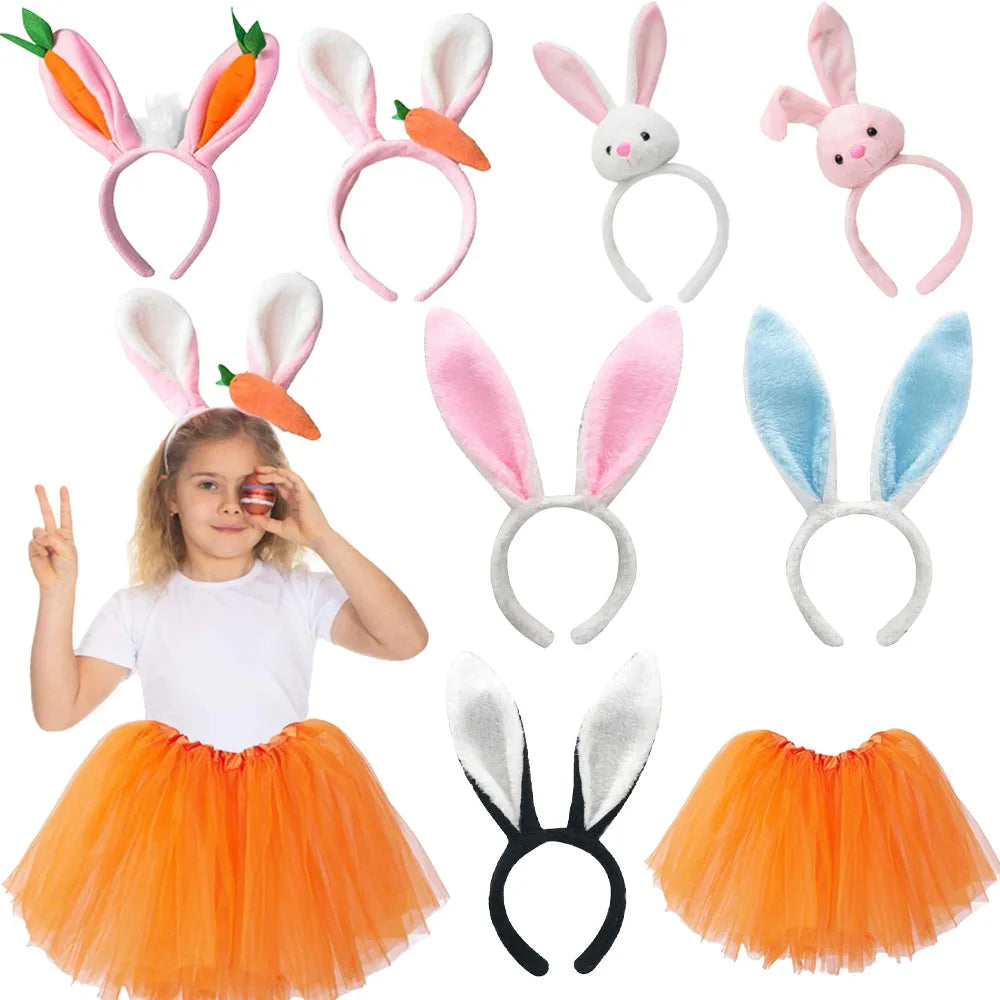 Easter Bunny Ear Headband – Plush Fur Rabbit Cosplay Hairband Costume Headband Babs