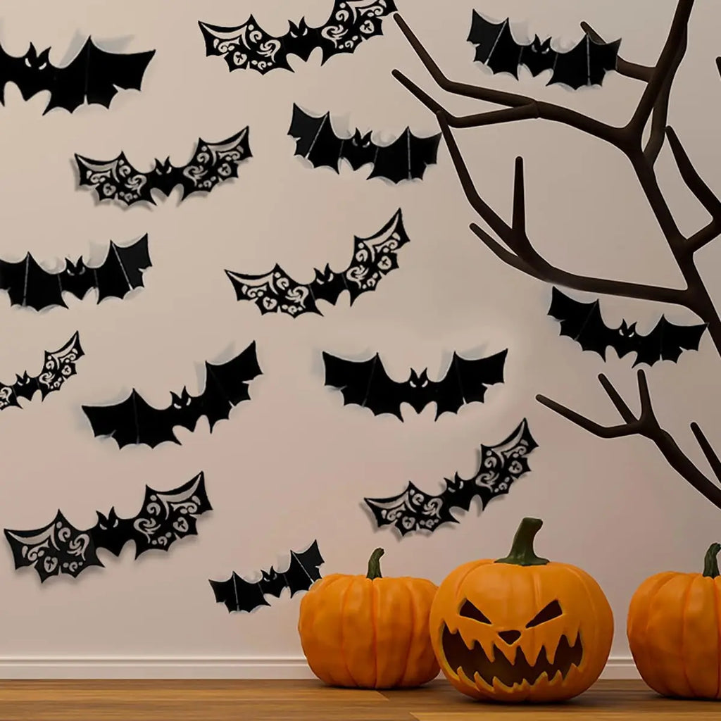 3D Hollow-Out Bat Wall Stickers – Halloween Decor Decals Halloween Wall Stickers Babs