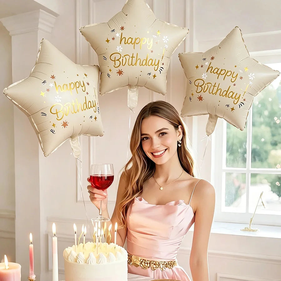 6-Pack 18" Star Foil Balloons – Birthday & Baby Shower Décor Party Foil Balloons Babs